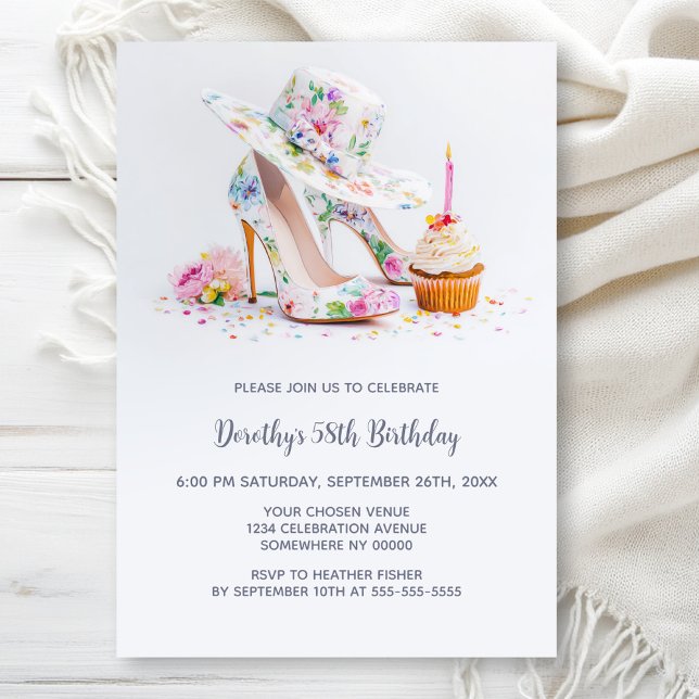 Elegant Floral High Heel Shoes Birthday Party Invitation (Creator Uploaded)