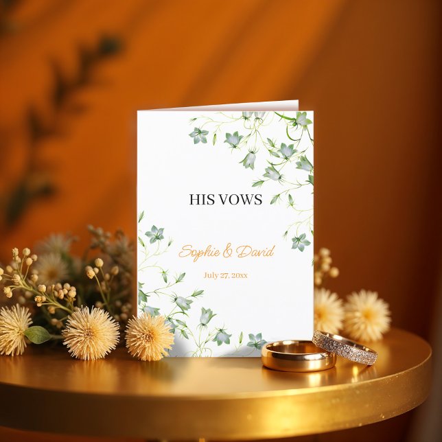 Elegant Floral His Vows Wedding card (Creator Uploaded)