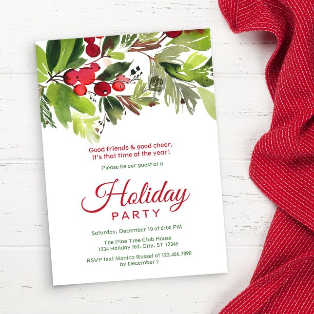 Elegant Floral Holiday Party Invitation (Creator Uploaded)