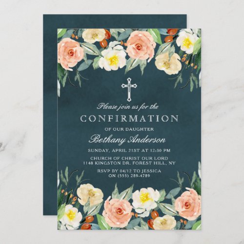 Elegant Floral Holy Communion Or Confirmation Invitation
