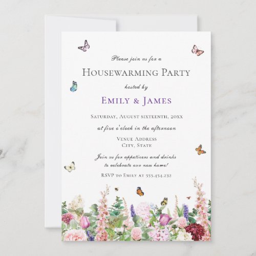 Elegant Floral Housewarming Party Invitation