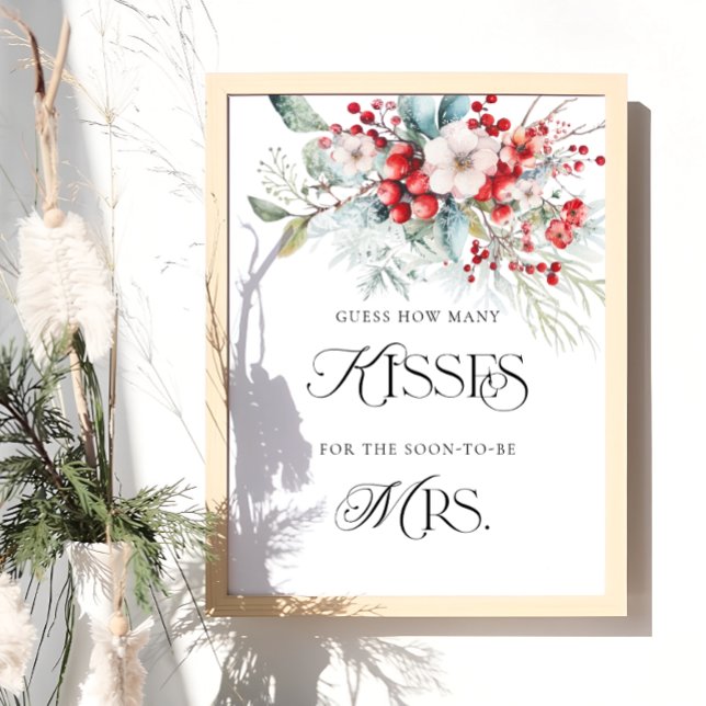 Elegant Floral How Many Kisses Bridal Shower Game  Poster (Creator Uploaded)