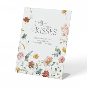 Elegant Floral How Many Kisses Bridal Shower Pedestal Sign