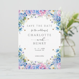 Elegant Floral Hydrangea Modern Garden Save The Date
