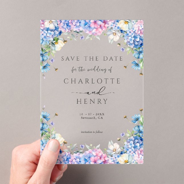 Elegant Floral Hydrangea Modern Save The Date (Insitu (Handheld))