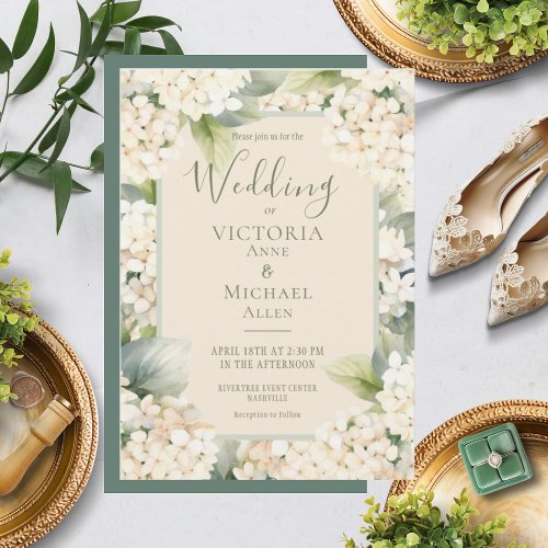 Elegant Floral Hydrangea Wedding Invitation