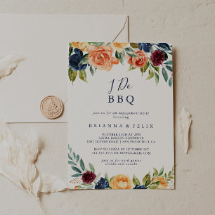 Elegant Floral I Do BBQ Engagement Party Invitation