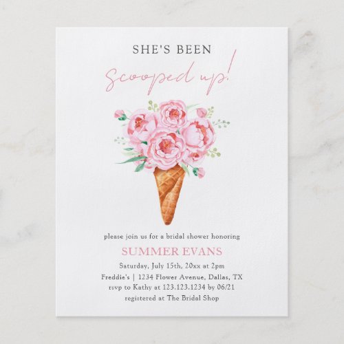 Elegant Floral Ice Cream Bridal Shower Invitation Flyer