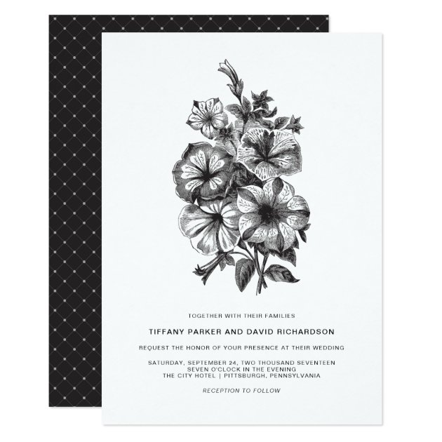 Elegant Floral Illustrated Wedding Invitation