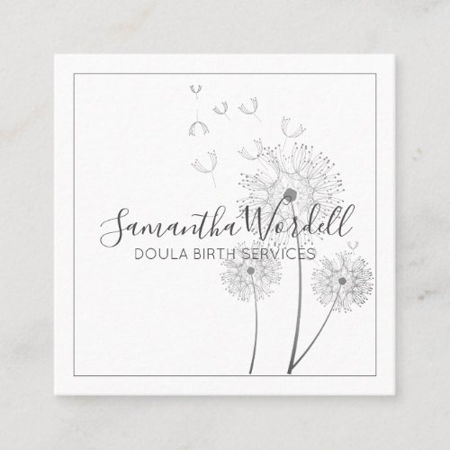 Elegant Floral Illustration Doula Or Midwife Square Business Card