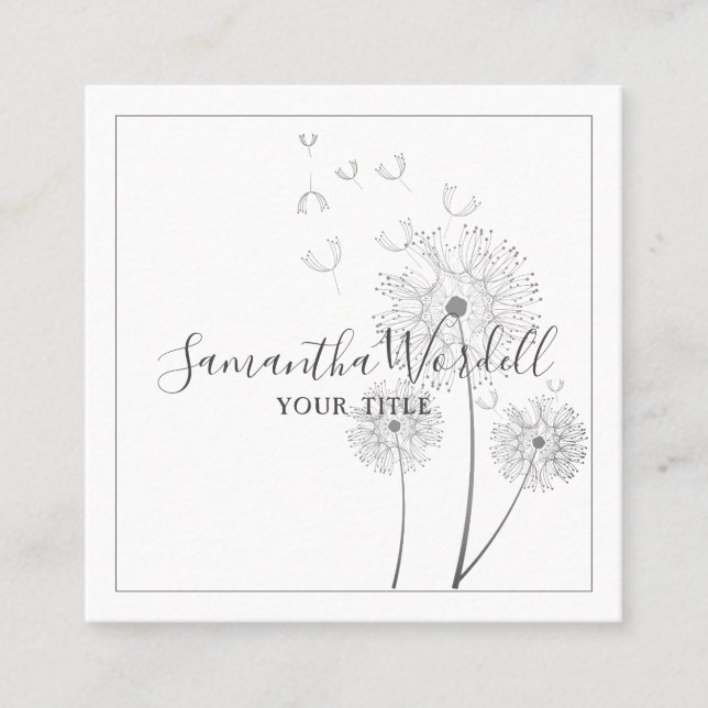 Elegant Floral Illustration Square Business Card (Front)