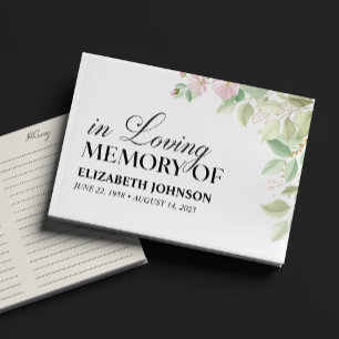 Elegant Floral In Loving Memory Funeral Guest Book