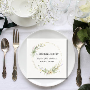 Elegant Floral In Loving Memory Funeral Memorial Napkins