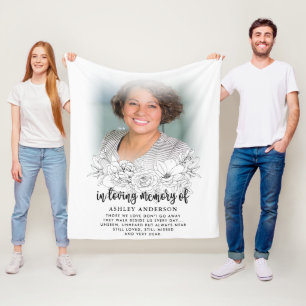 Elegant Floral In Loving Memory Photo Fleece Blanket
