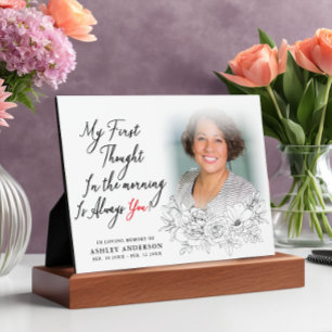 Elegant Floral In Loving Memory Photo Plaque
