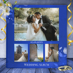 Elegant Floral Indigo Blue Custom Photos Binder