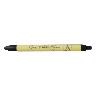 Elegant Floral Initial A Pen