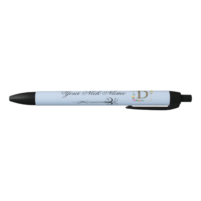 Elegant Floral Initial D Pen (Bottom)