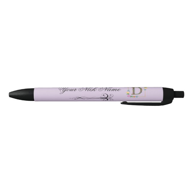 Elegant Floral Initial D Pen (Bottom)
