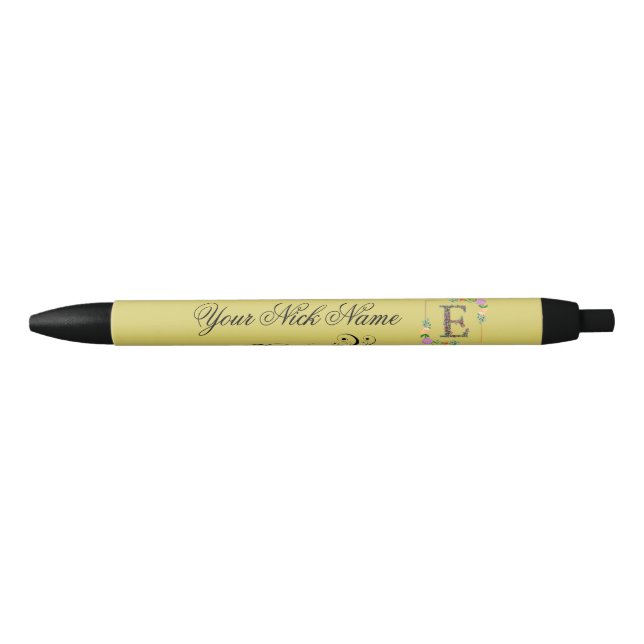 Elegant Floral Initial E Pen (Front)
