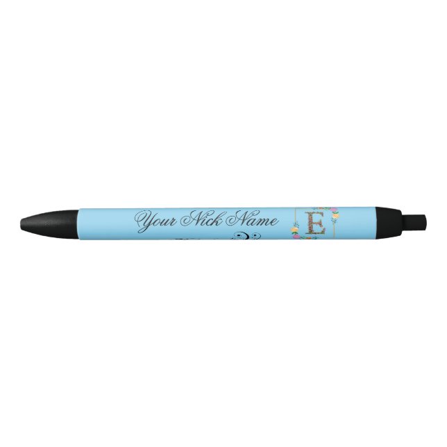 Elegant Floral Initial E Pen (Front)