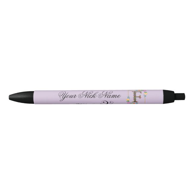Elegant Floral Initial F Pen (Front)