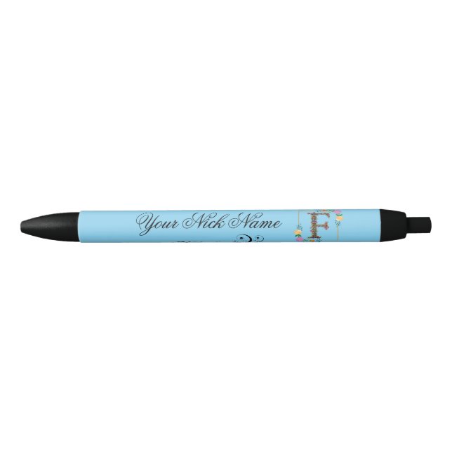 Elegant Floral Initial F Pen (Front)