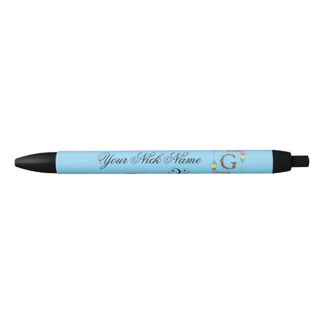 Elegant Floral Initial G Pen (Front)