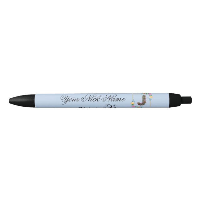 Elegant Floral Initial J Pen (Front)