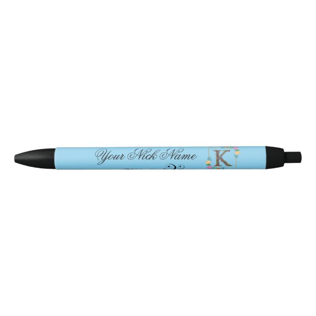 Elegant Floral Initial K Pen (Front)