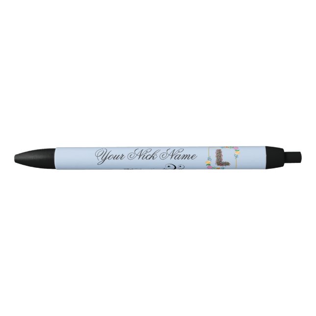 Elegant Floral Initial L Pen (Front)