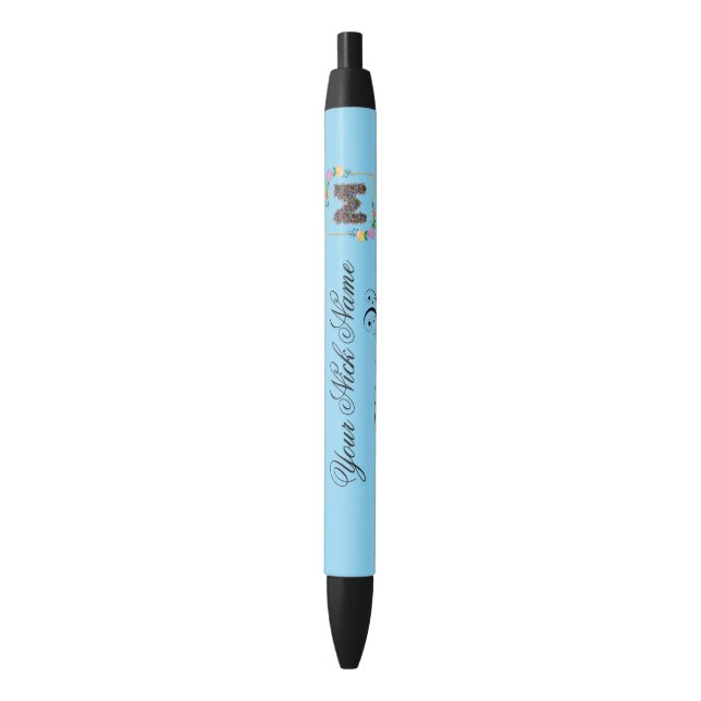 Elegant Floral Initial M Pen (Front Vertical)