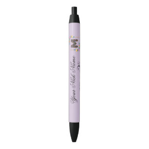 Elegant Floral Initial M Pen