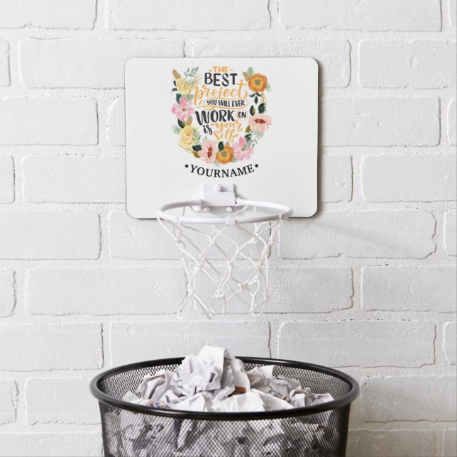 Elegant Floral Inspiration Motivation Quote Mini Basketball Hoop (In Situ)