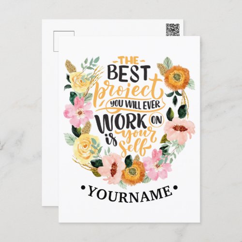 Elegant Floral Inspiration Motivation Quote Postcard