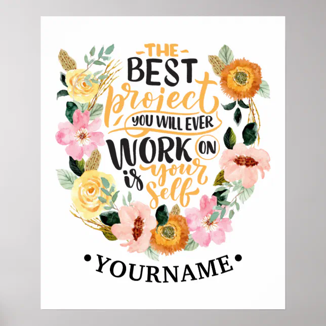Elegant Floral Inspiration Motivation Quote Poster | Zazzle