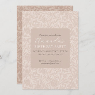 Elegant floral invitation neutral beige mocha