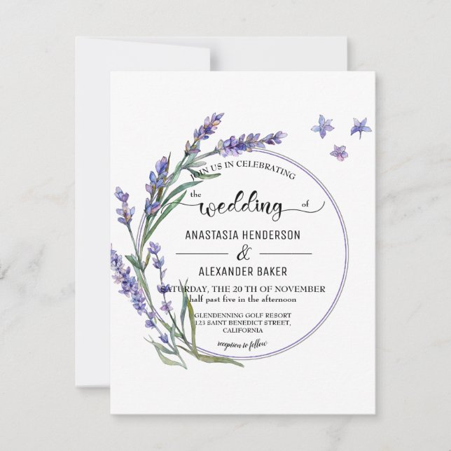 Elegant Floral Invitation to wedding ceremony. (Front)