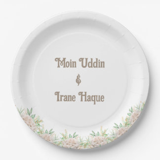 Elegant Floral Islamic Nikah Ceremony Invitation Paper Plates