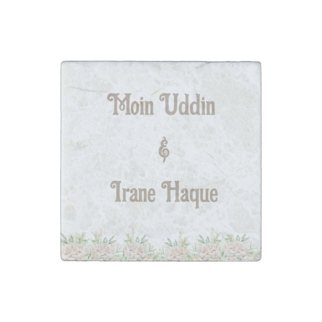Elegant Floral Islamic Nikah Ceremony Invitation Stone Magnet (Front)