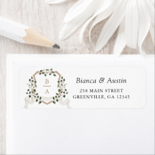 Elegant Floral Ivy Greenery Crest Return Address Label