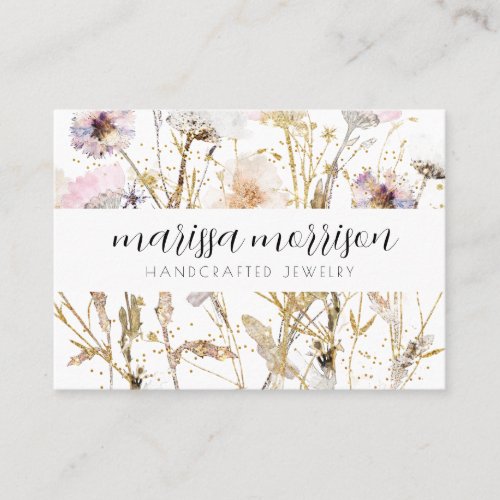 Elegant Floral Jewelry Designer Business Card