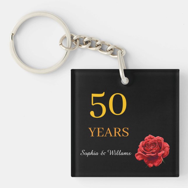 Elegant Floral Keepsake – Romantic Red Rose Gift Keychain (Front)