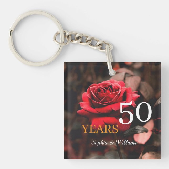 Elegant Floral Keepsake – Romantic Red Rose Gift Keychain (Front)