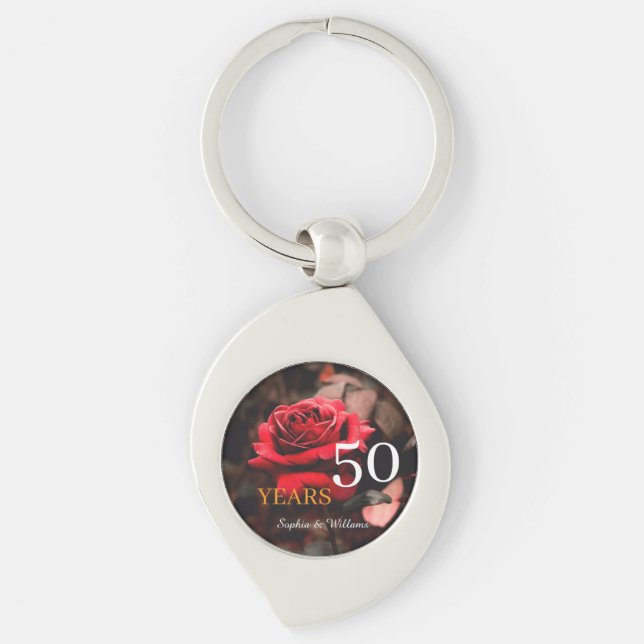 Elegant Floral Keepsake – Romantic Red Rose Gift Keychain (Front)