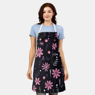 Elegant Floral Kitchen Apron with Custom Design