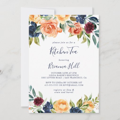 Elegant Floral Kitchen Tea Bridal Shower Invitation R9b250646208e4151990c886a49a4d02e Tcvt0 510 