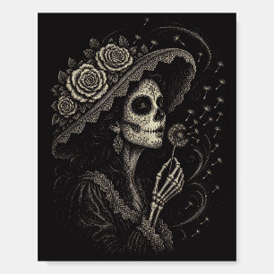 Elegant Floral La Catrina Illustration Foam Board