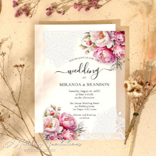 Elegant Floral Lace Acrylic Wedding Invitation