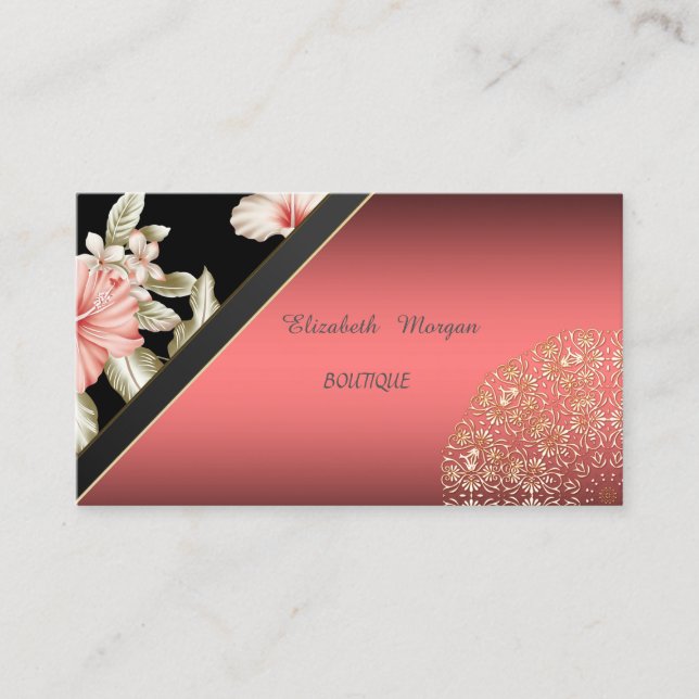 Elegant Floral, Lace, Business Card (Front)
